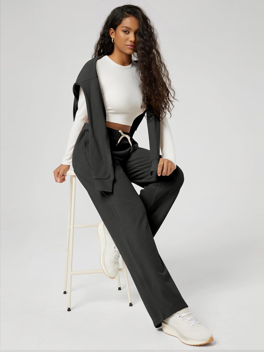 ODODOS Women's Brushed Fleece Straight Leg Pants – Cozy Warm High Waisted Relaxed Lounge Sweatpants with Pockets, 29" Inseam - Image 4