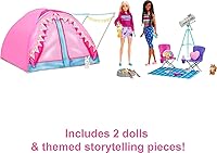 Vista 6 de Barbie Muñecas y 20 accesorios, se necesitan dos tiendas de campaña con Brooklyn y Malibu, más 2 animales en movimiento (exclusivo de Yaxa)