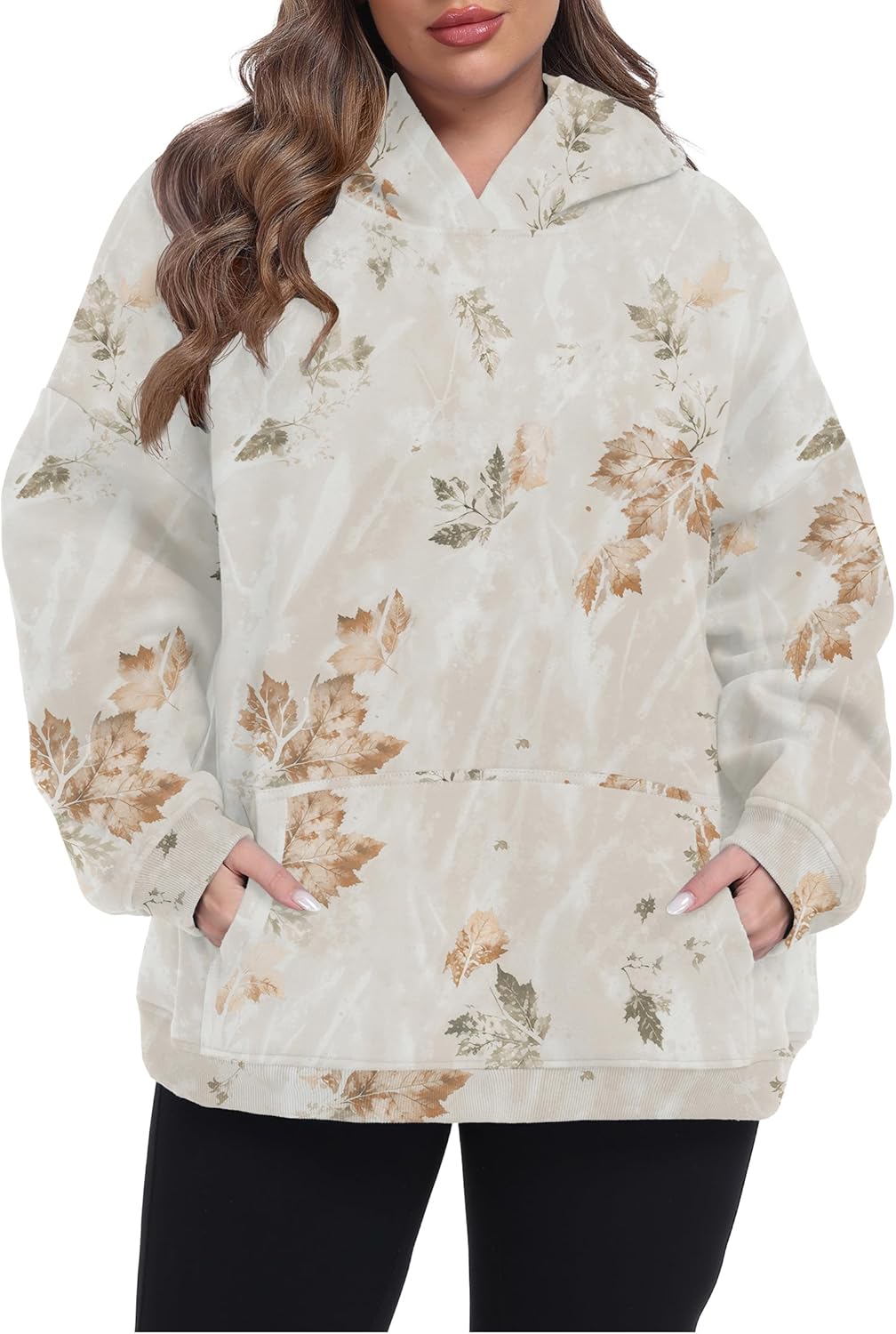 OLRIK Plus Size Hoodies for Women Fleece-Lined Thick Sweatshirts with Kangaroo Pocket Cozy Hooded Pullover Fall Winter