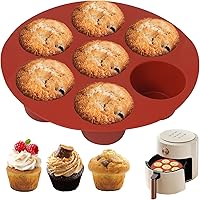 Vista 1 de Silicone Air Fryer Muffin Pan for Baking,Non-Stick 7 Cups Muffin Top Pan Cupcake Mold, Baking Pan Egg Bites for air fryer