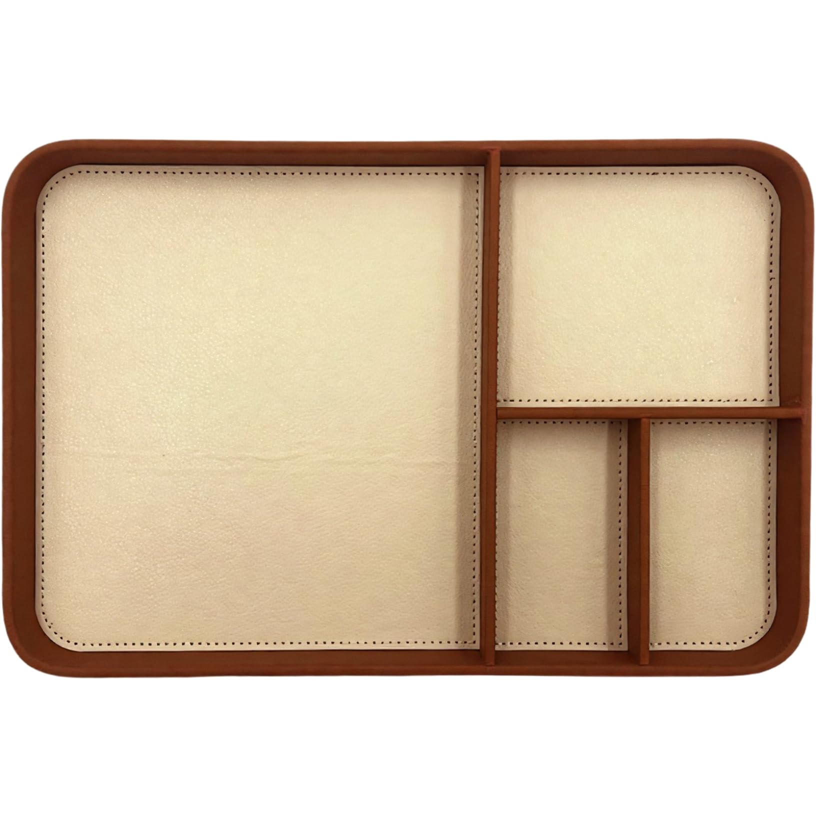 StaZamor Stylish PU Leather Valet Tray for Men with Grid, Watch Key Phone Wallet Coin Jewelry Organizer, Leather Anniversary for Him, Bedside Catchall