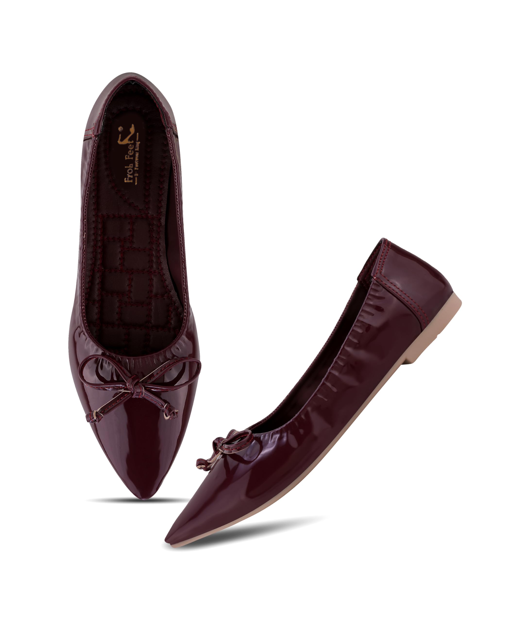 Froh Feet Women's Patent Pointed-Toe Ballet Flats with Bow Detail-picture-46