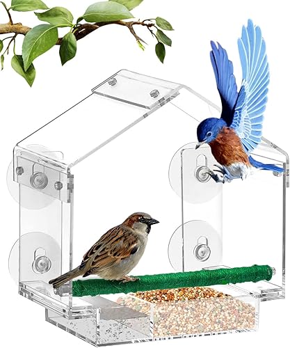 Miniatura 1 de Window Bird Feeders, Clear Bird Feeder for Window with Strong Suction Cups and Removable Tray, Transparent Bird Feeder Window Mount Plastic Bird