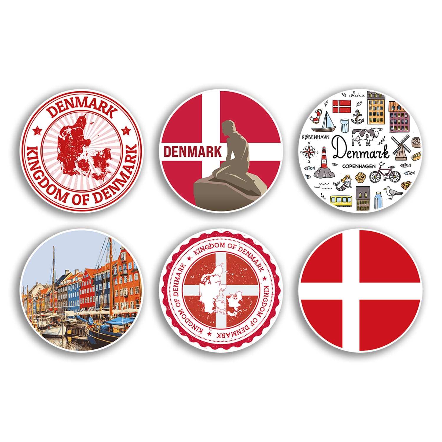 6 x 10cm Denmark Vinyl Stickers - Danish Culture Country City Travel Map Flag Holiday Luggage Design Gift #78845