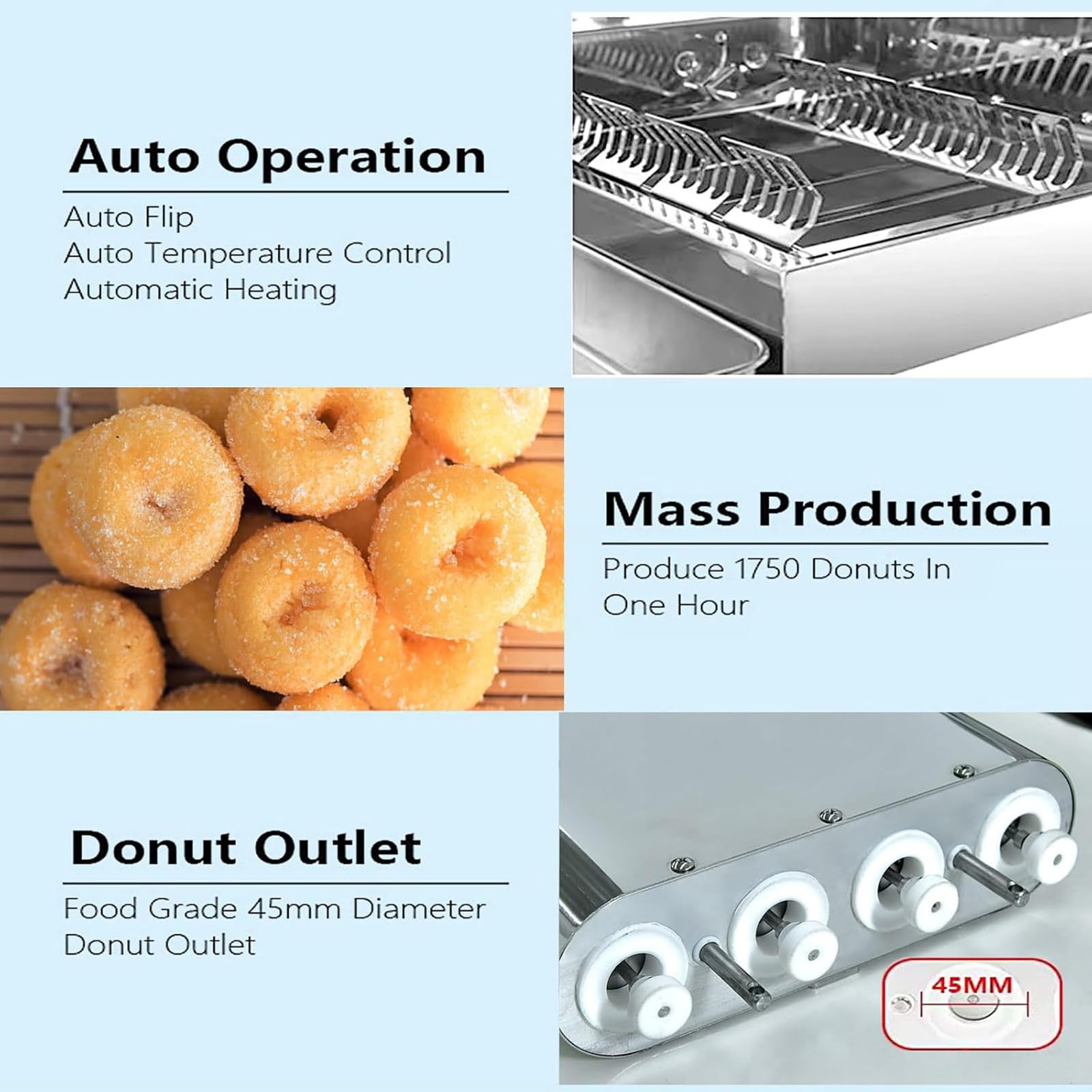 Genérico Comercial Automático Heavy Duty Donut Maker Machine - Mini 4-Row Dough Frying Machine para la producción de Donut sin Esfuerzo