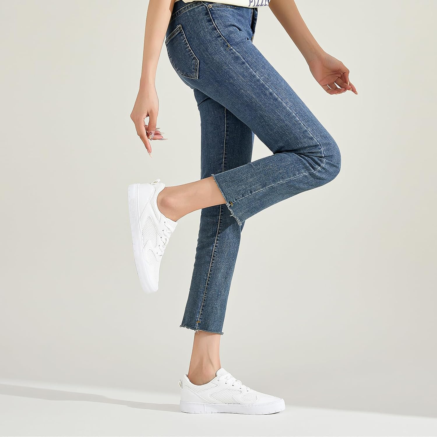 FRACORA Womens White Tennis Shoes Low Top PU Leather Sneakers Lace Up Walking Shoe - Image 3