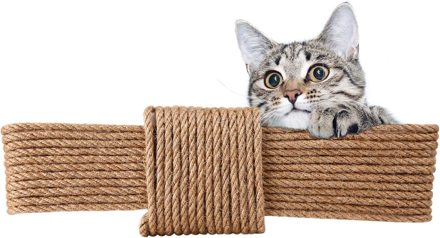 ASENKU Cat Natural 6mm Sisal Rope, Replacement Cat Scratching Post Hemp Rope, Sisal Rope for Repairing, Recovering or DIY Scratcher,…