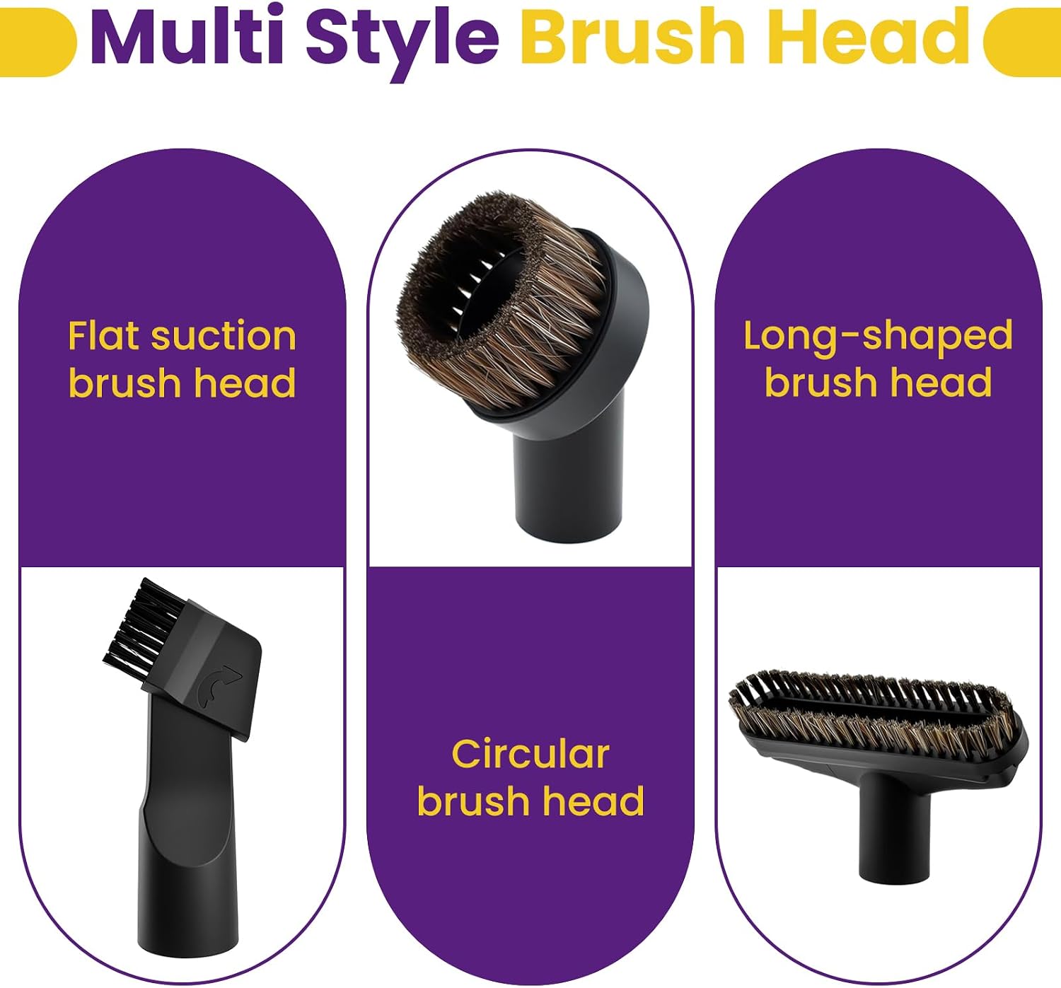 4 Pcs 1-1/4" Vacuum Brush Attachments with Hose Adapter, Horse Hair image 4