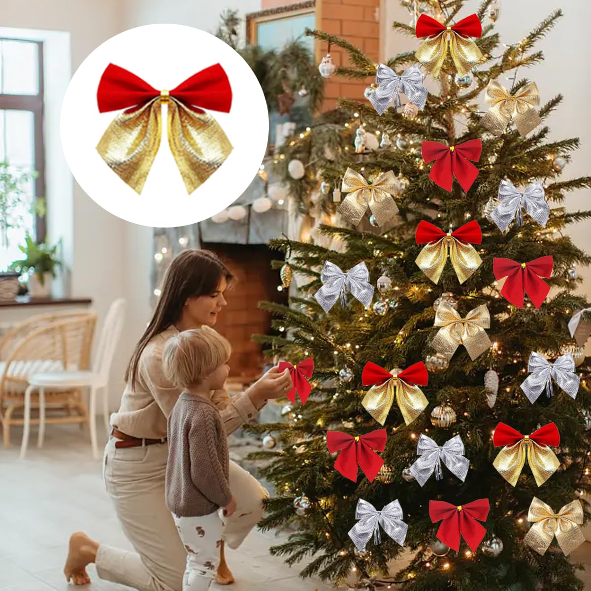 Lot De 24 Nœuds Noël En Toile De Jute - Déco Cadeau, Couronne, Sapin | Rouge Traditionnel