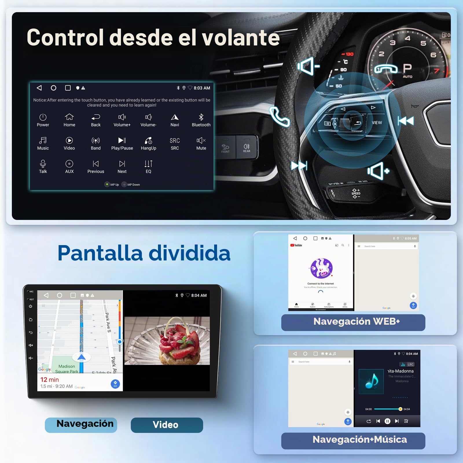 Radio para Coche inalámbrica CarPlay para Fiat Doblo (2015-2021), 2G+64G Android Auto, Podofo Radio con Pantalla táctil de 9 Pulgadas, Bluetooth, Ecualizador, FM/RDS, WiFi y GPS