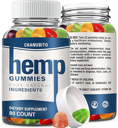 Hemp Gummies Premium 1100 mg - Large Size 80 Count - Natural Edibles Fruity Gummy with Organic Hemp Oil