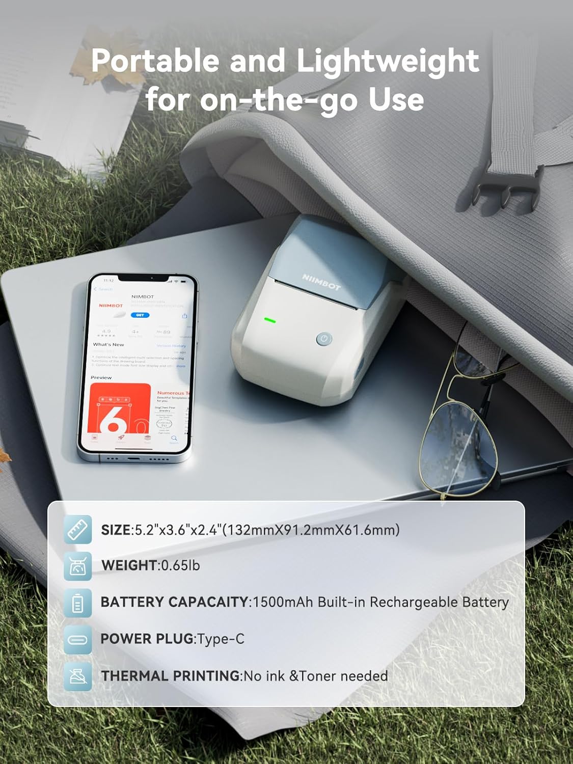 NIIMBOT B1 Label Maker Machine with 3 Tapes, 50x30mm White/40x30mm Clear/34x34mm Round, Bluetooth Thermal Label Printer for Small Business,Office,Home,School (Light Blue, 1 Printer+3 Roll Label) - Image 8