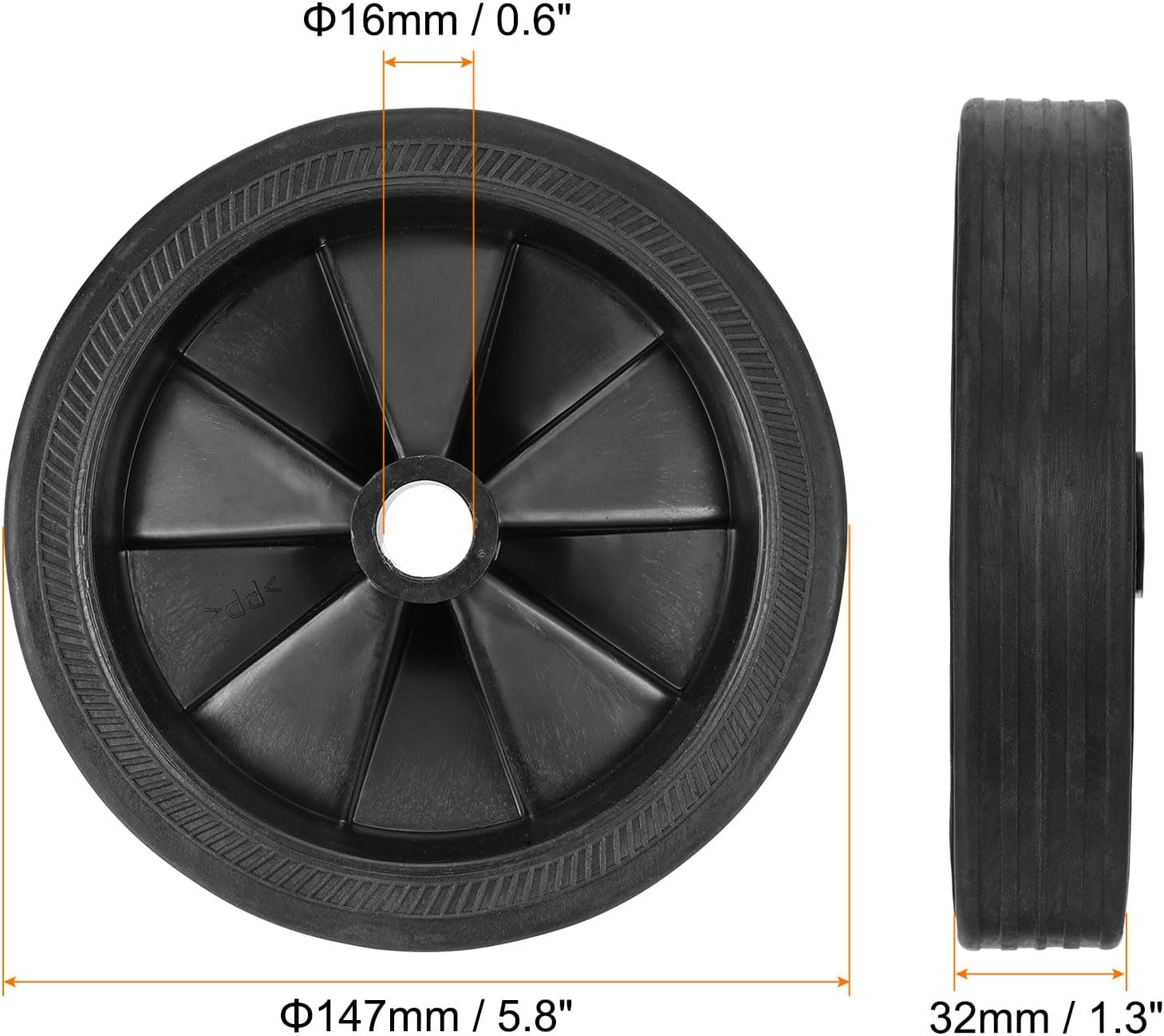 PATIKIL 5.8" Air Compressor Wheels, Universal Air Compressor Wheel Replacement Part with 0.6" Dia. Hole for Easy Mobility