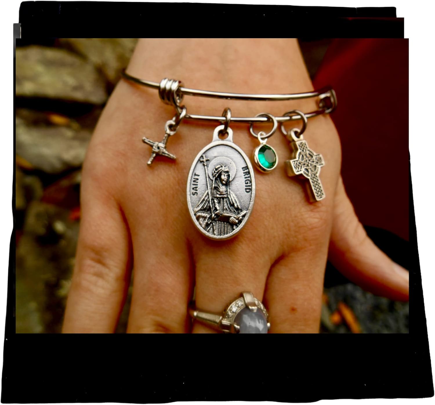 SAINT Brigid Bracelet- Stainless Steel Bangle- Celtic Cross, Brigid Cross-Patron Saint-Confirmation- First Communion, Irish Bracelet