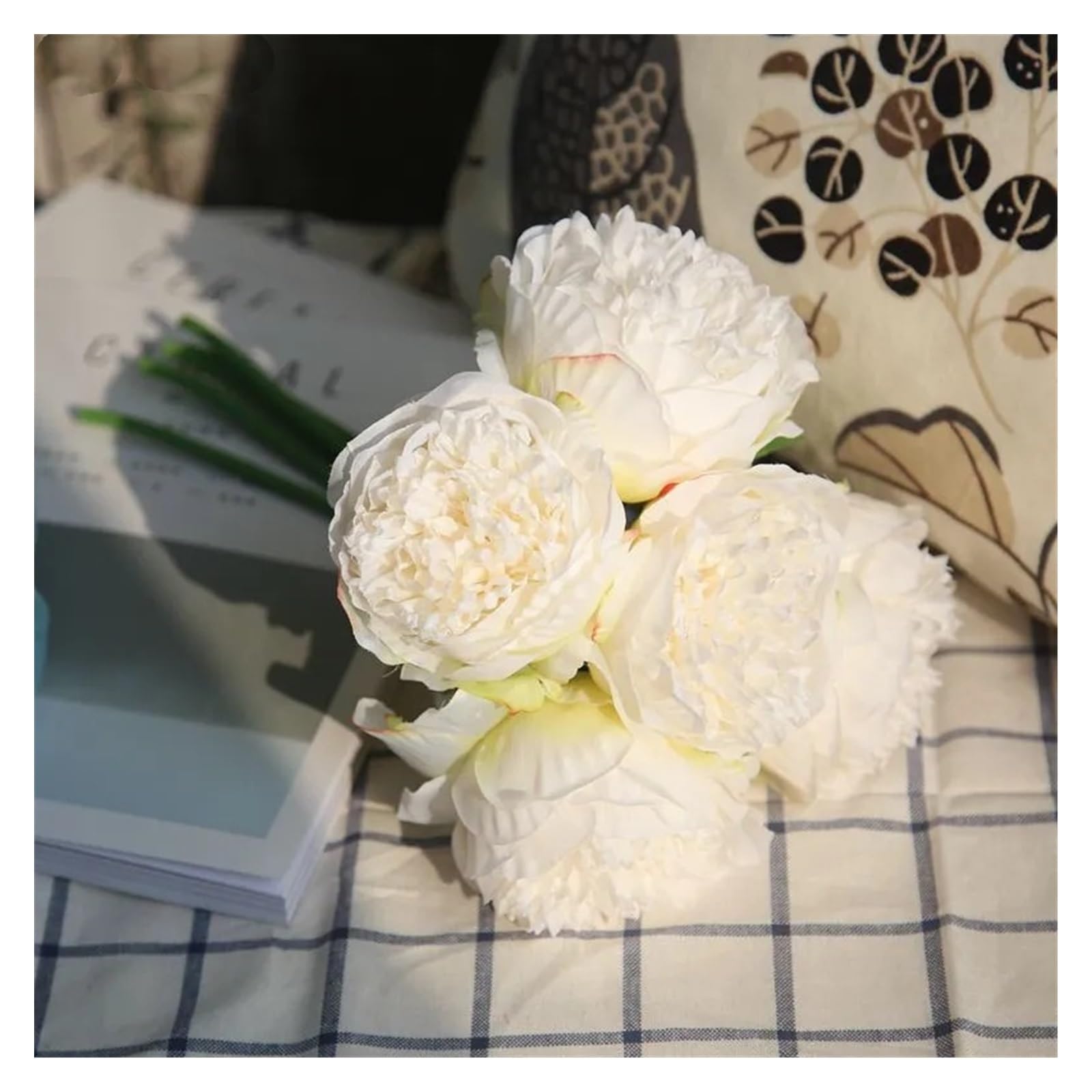 Flores Artificiales, 5 Cabezas, peonías de Seda Grandes, Ramo de Novia, decoración para Centro de Mesa de Boda, peonías de Seda, Flores, Mac