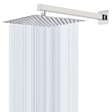 HarJue Shower Head with Extension Arm&comma; High Pressure Square with ShowerArm&comma; Stainless Steel Rainfall -Waterfall Full Body Coverage &lpar;10&apos;&apos; Shower with 16&apos;&apos; Arm&comma; Chrome&rpar;