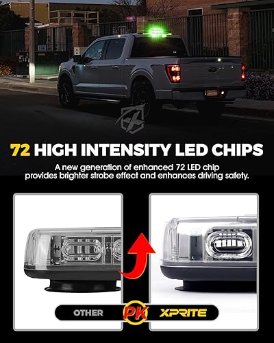 Miniatura 43 de Xprite - Luz LED estroboscópica de 12 pulgadas, luz intermitente de emergencia de alto brillo, montaje magnético para vehículos de construcción