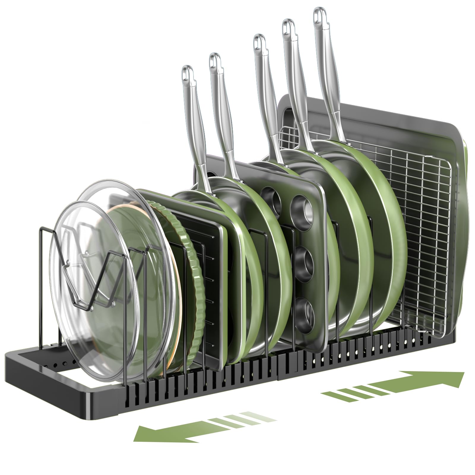 PanPanPal Metal Pan Lid Organiser with 14 Adjustable Compartments