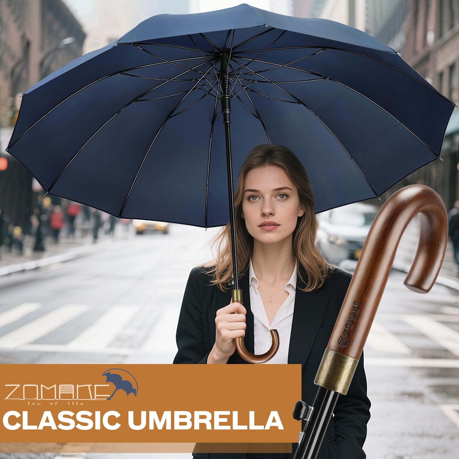 ZOMAKE Großer Regenschirm 55 inch,12 Rippen / 16 Rippen Golfschirm Groß Stabil,Travel Schirm XXL Groß mit Auf-Zu-Automatik für Herren Damen