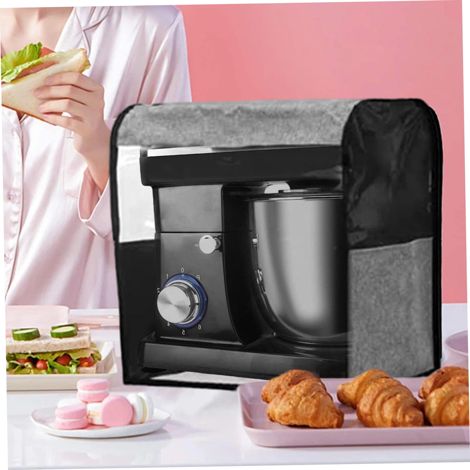 Coperchio per mixer con supporto Coperchio per mixer antipolvere ispessito da 14x9x14 pollici con tasche e finestra trasparente per vari accessori per elettrodomestici da cucina
