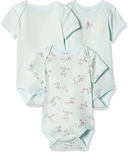 Little Me Ropa para bebé niña, paquete de 3 mamelucos 100% algodón con cierres a presión, esenciales para bebés, recién nacidos hasta 9 meses