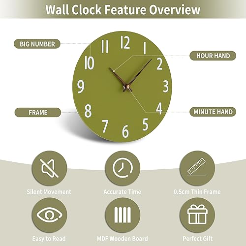 Miniatura 3 de LEIKE Impresionante reloj de pared decorativo, diseño moderno de 12 pulgadas para decoración de sala de estar, cocina, oficina, dormitorio, funciona