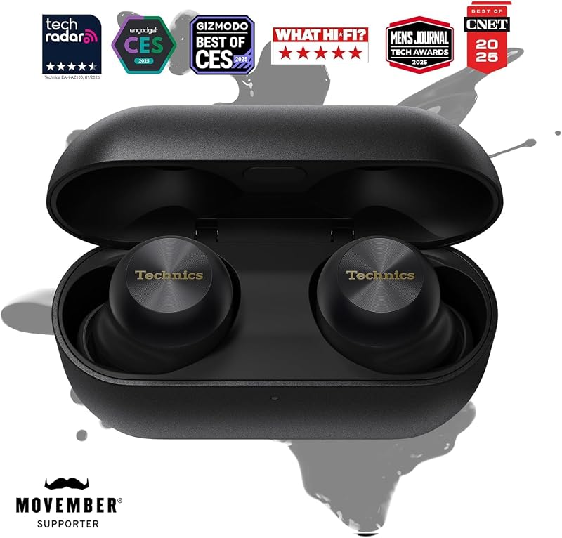 Technics Reference Class Hi-Fi Wireless Ear Buds, Dolby Atmos with Head Tracking, Adaptive Noise Cancelling, 3 Device Multipoint, 10-Hr Battery, Wireless Charging, Improved Fit, EAH-AZ100-K(Black) image 2