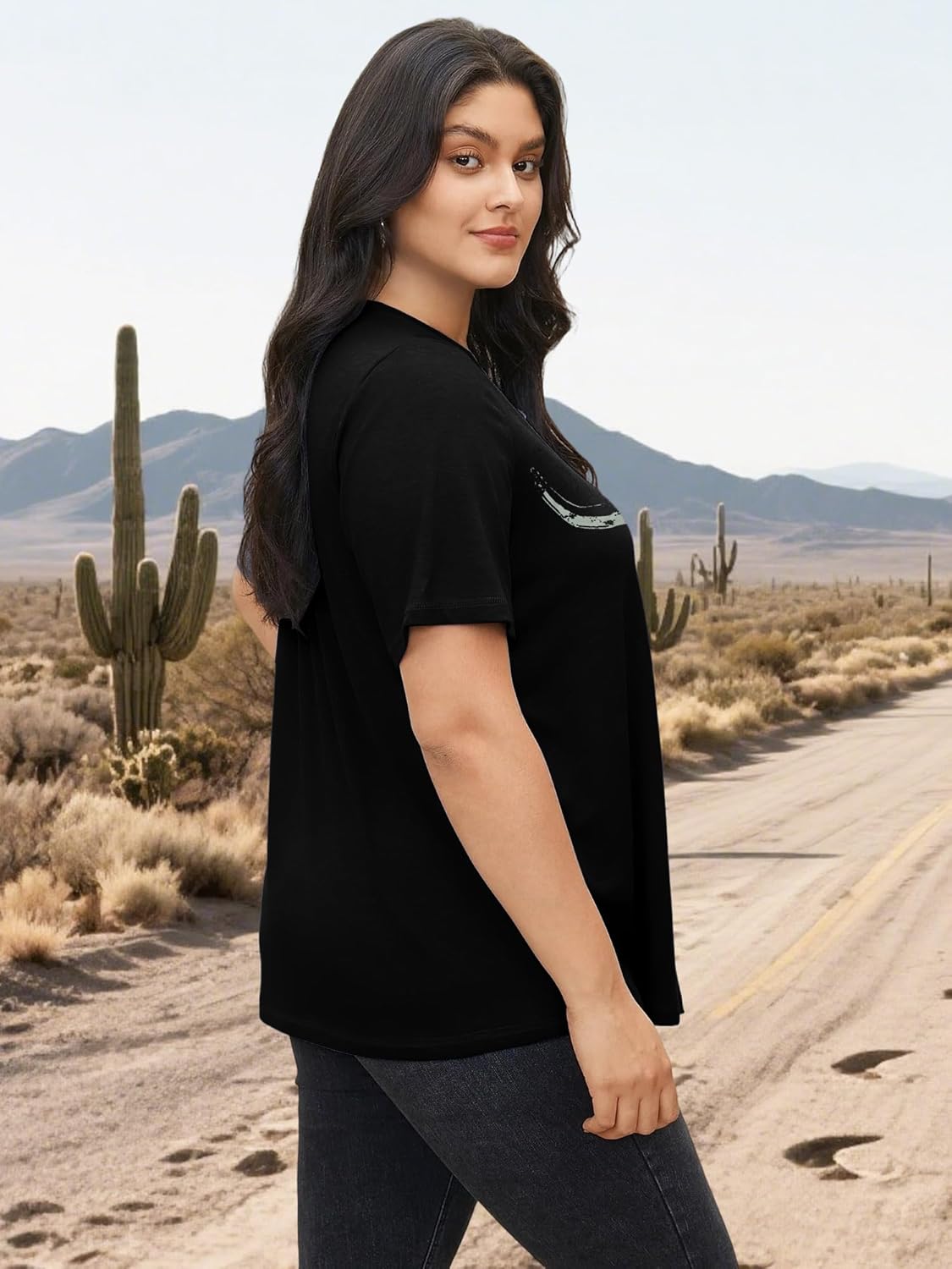 Plus Size Western Shirt for Women Cow Skull Shirt Boho Cowgirl T-Shirt Rodeo Graphic Tee Vintage Country Music Tops - Image 10