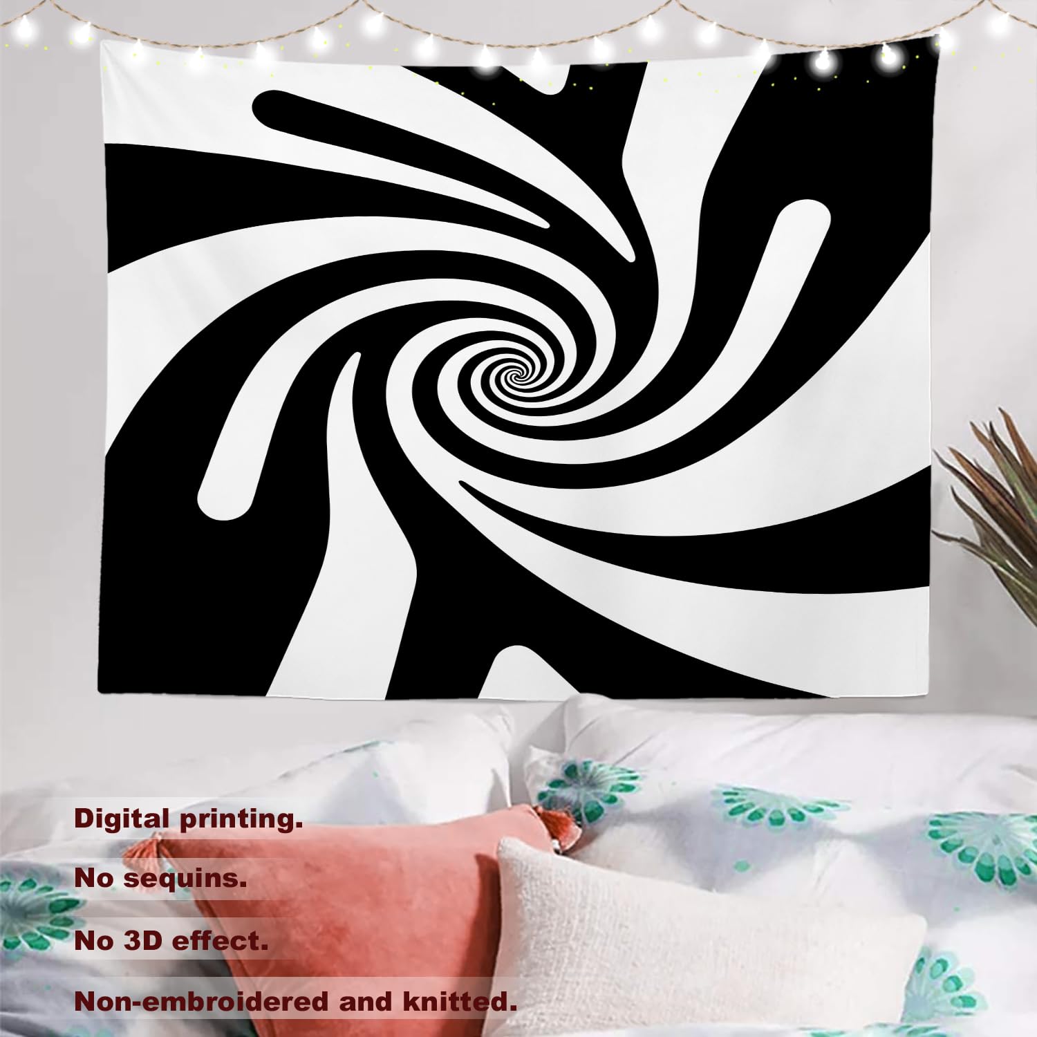 Amazon.co.jp: Batmerry Black and White Psychedelic Vortex Tapestry
