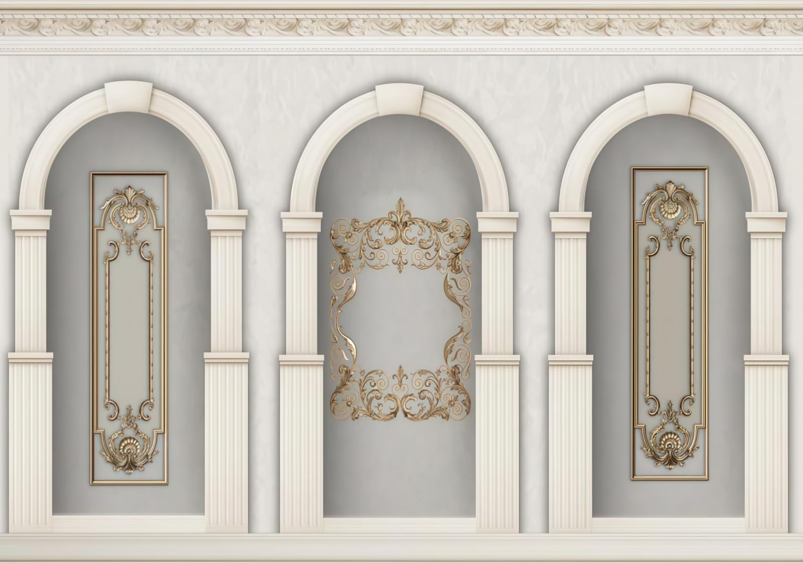 Gdkldfg White European Geometric Relief Wallpaper,Non-Woven Poster,Wall Mural For Living Room Bedroom Feature Wall Decoration 400X280cm