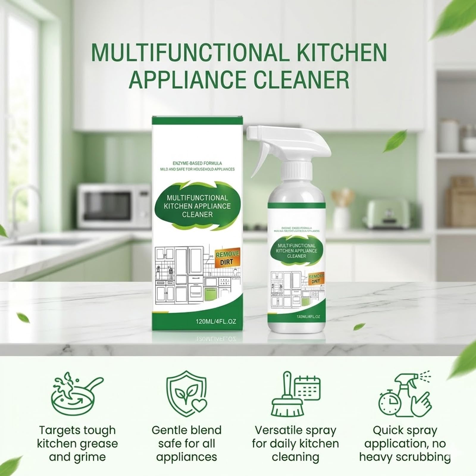 Multifunktionaler Küchengerätereiniger Für Backofen Herd Dunstabzugshauben, Küche Schweröl Reiniger Spray, Mehrzweck-Haushalt Und Küchen Reinigung Spray Für Töpfe, Küchen Ölflecken Entfer (5PCS)