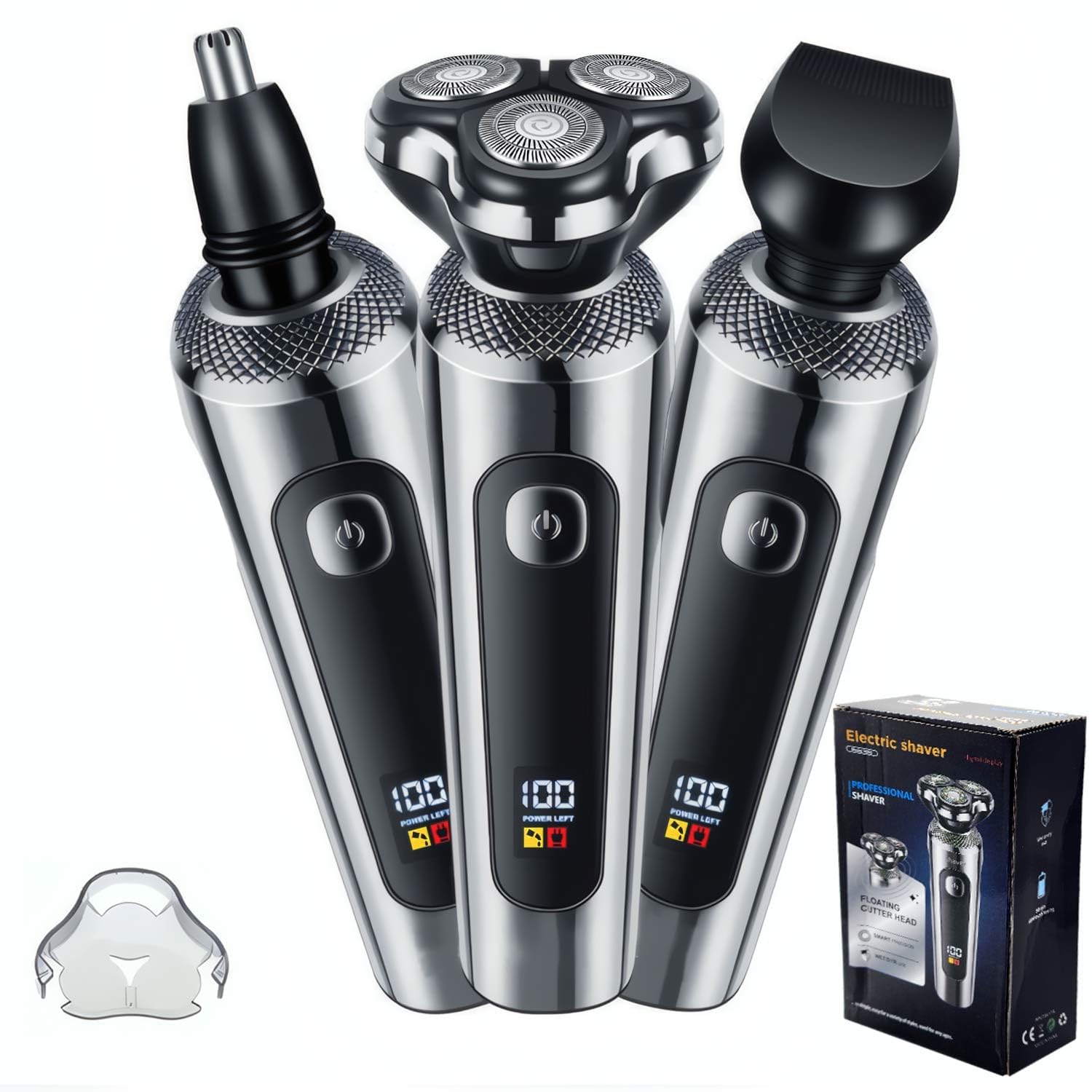 3-in-1 Electric Shaver for Men Beard Nose Sideburns Trimming Electric Razor for Men with IPX5 Waterproof Turbo LED Display Wired & Wireless Charging Gift for Father's Day-image-27