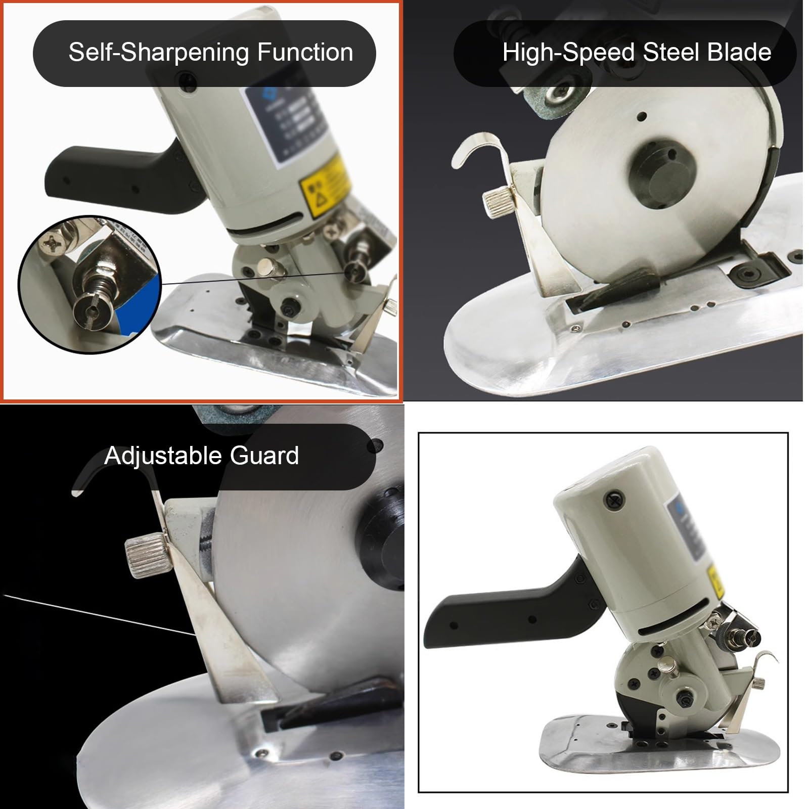 Forbici Elettriche per Impieghi Gravosi, Taglierina Elettrica Rotante per Tessuti, con Lama in Acciaio Rapido, per Tessuti Multistrato da 23 mm, Pelle, Tappetini, Progetti Artigianali