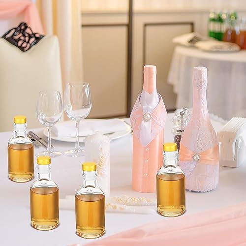 Miniatura 5 de Paquete de 24 botellas de vidrio transparente de 3.3 onzas para vino, base pesada, botellas de vodka nórdica con tapa en T, botella vacía de whisky