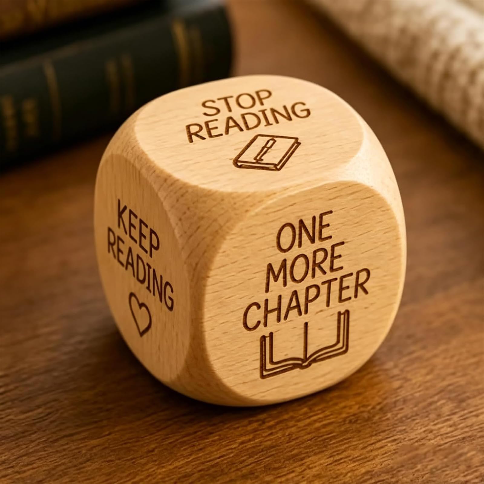 Dadi per decisioni di lettura in legno - Regali per gli amanti dei libri, divertente strumento per la scelta del tempo di lettura, cubo di gioco a 6 facce per routine di lettura (4pcs)