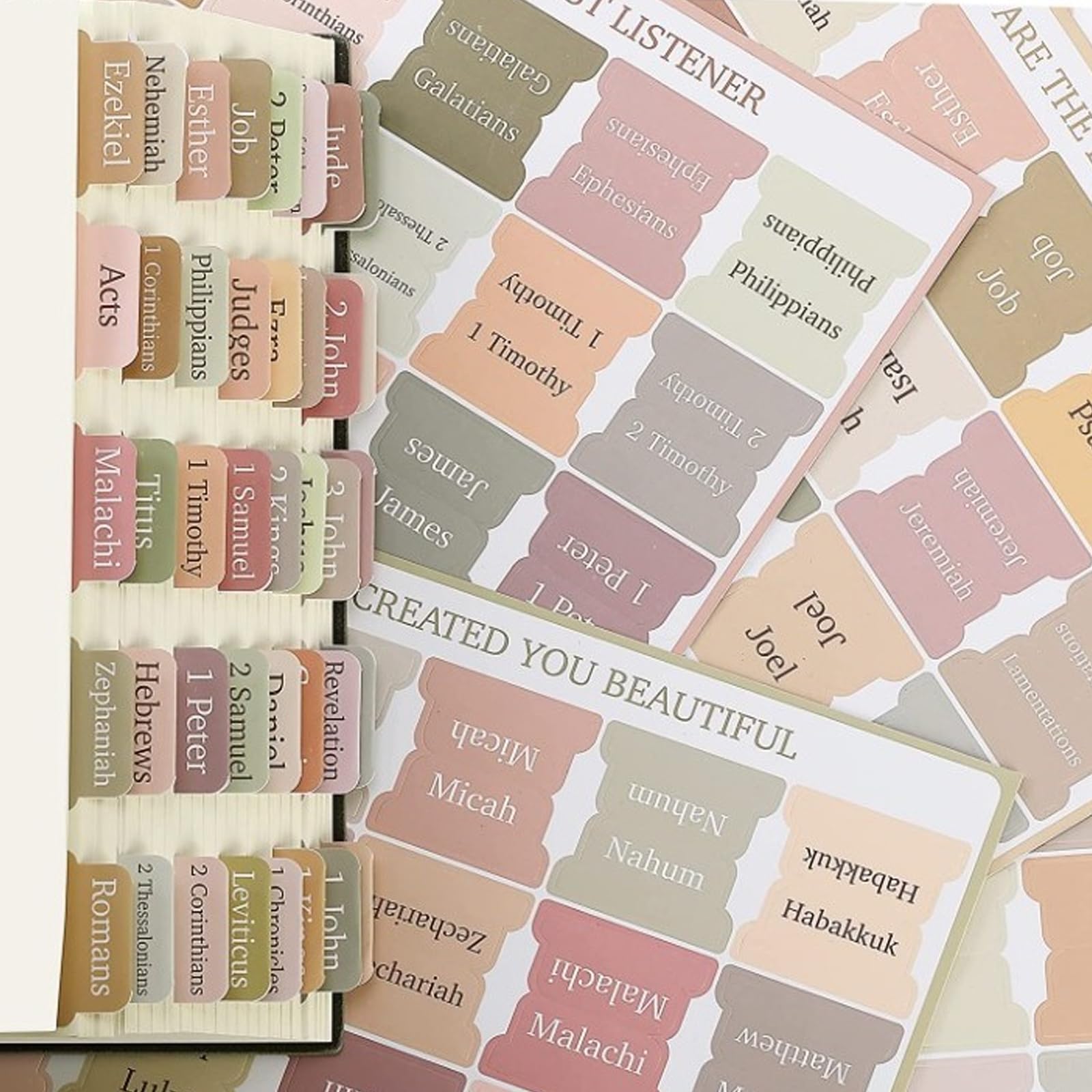 GIEEU Bible Tabs, Books of the Bible Indexing Dividers, Pastel Multicolor Theme, Old and New Testament Labels, 90 Pieces
