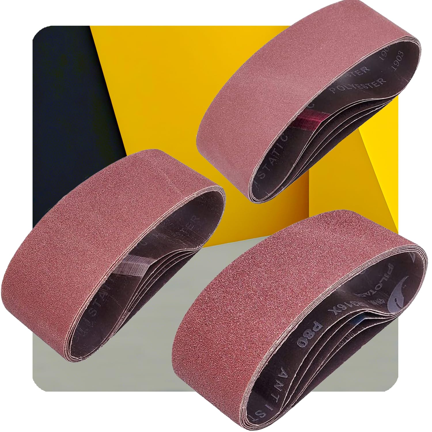 Tonmp 15 correas de lijado de alta calidad de 3 x 24 pulgadas, 5 de cada una de las 40 bandas de lijado de óxido de aluminio de grano 80 120 para lijadora de banda (3 x 24 pulgadas)