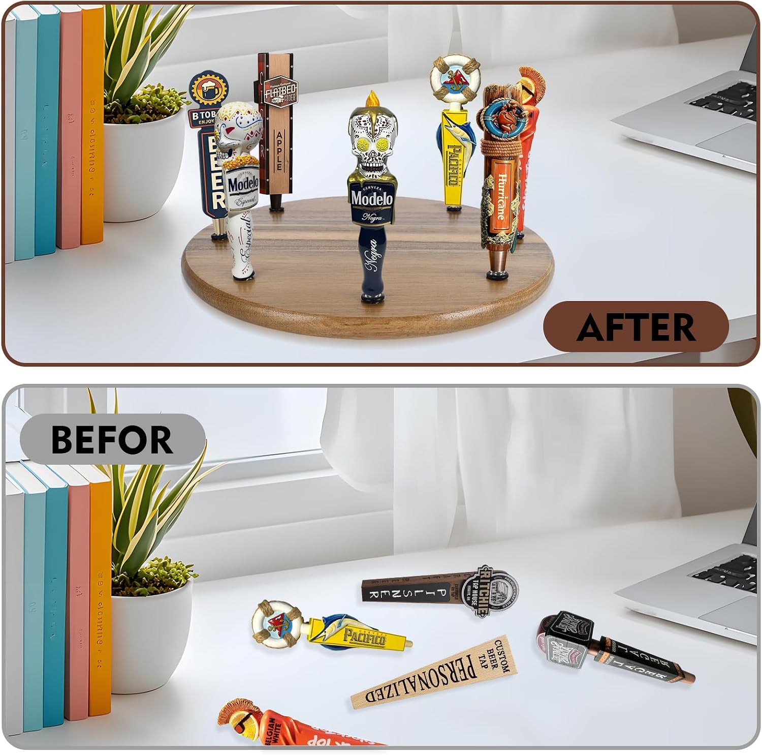 YeeBeny Beer Tap Handle Display, Beer Tap Handle Display Wall Mount for Beer, Whiskey Wine, Boston Wine Bottle Display, Beer Tap Handle Holder with 8 Beer Tap(Only Holder)