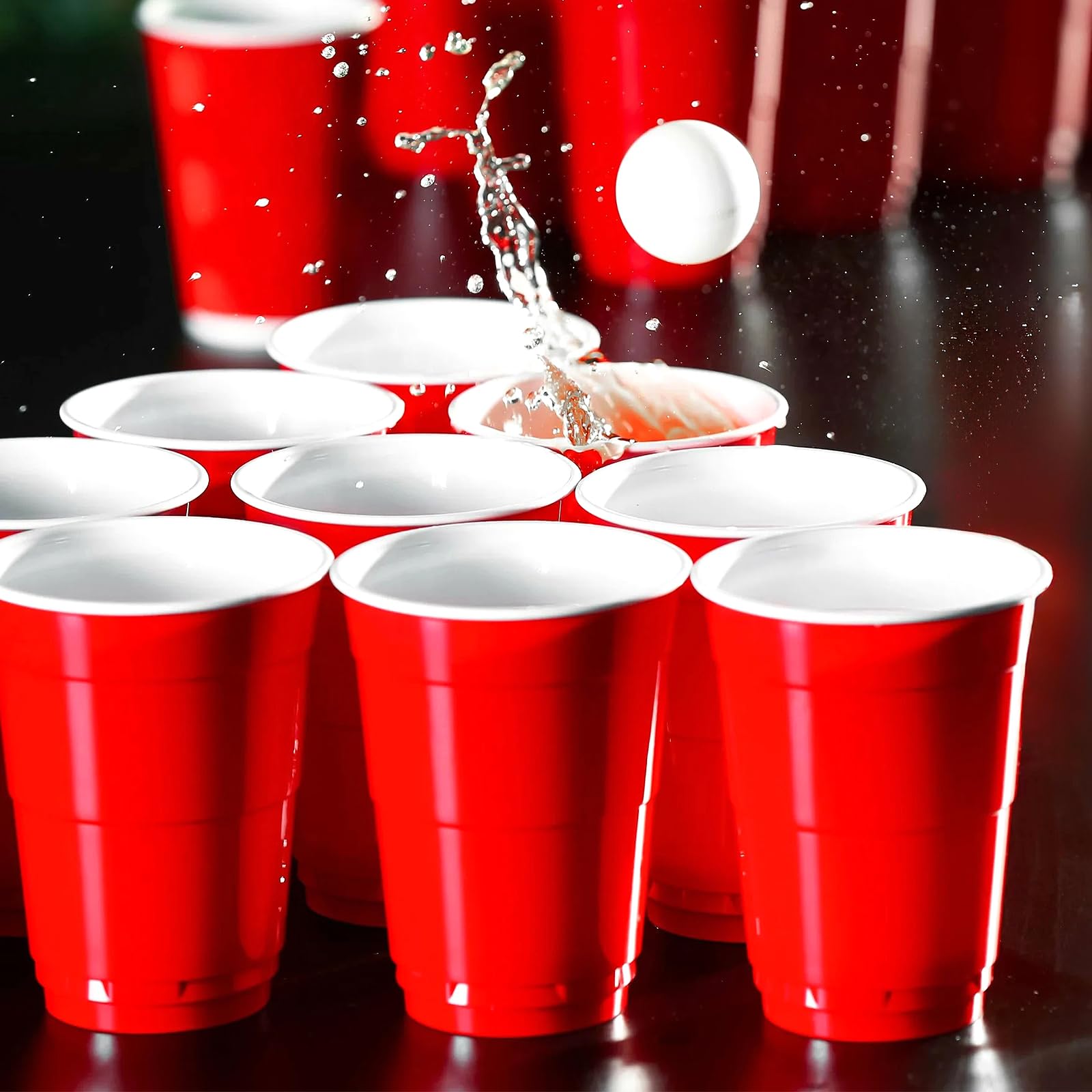 Zestaw kubków plastikowych, czerwone kubki 473 ml, kubki 16 oz, kubki wielokrotnego użytku, 50 czerwonych kubków + 50 niebieskich kubków, kubki imprezowe na przyjęcia urodzinowe, wesela na świeżym pow