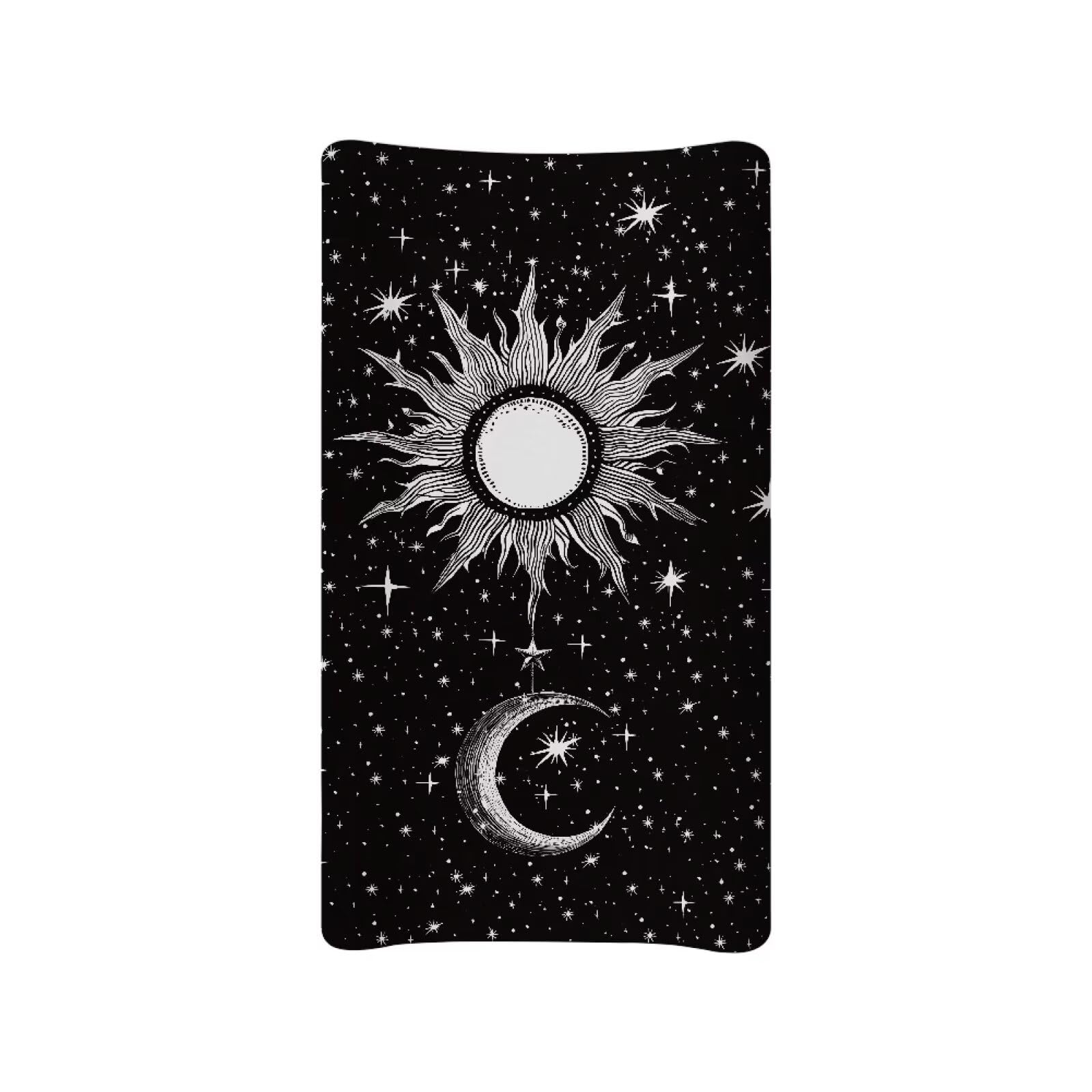 Guosanchn Moon Star and Sun Changing Pad Cover for Baby Girls Diaper Changing Pad Covers 32”x16” Newborn Infant Changing Table Sheet Changing Mat Covers Ultra Soft, Black