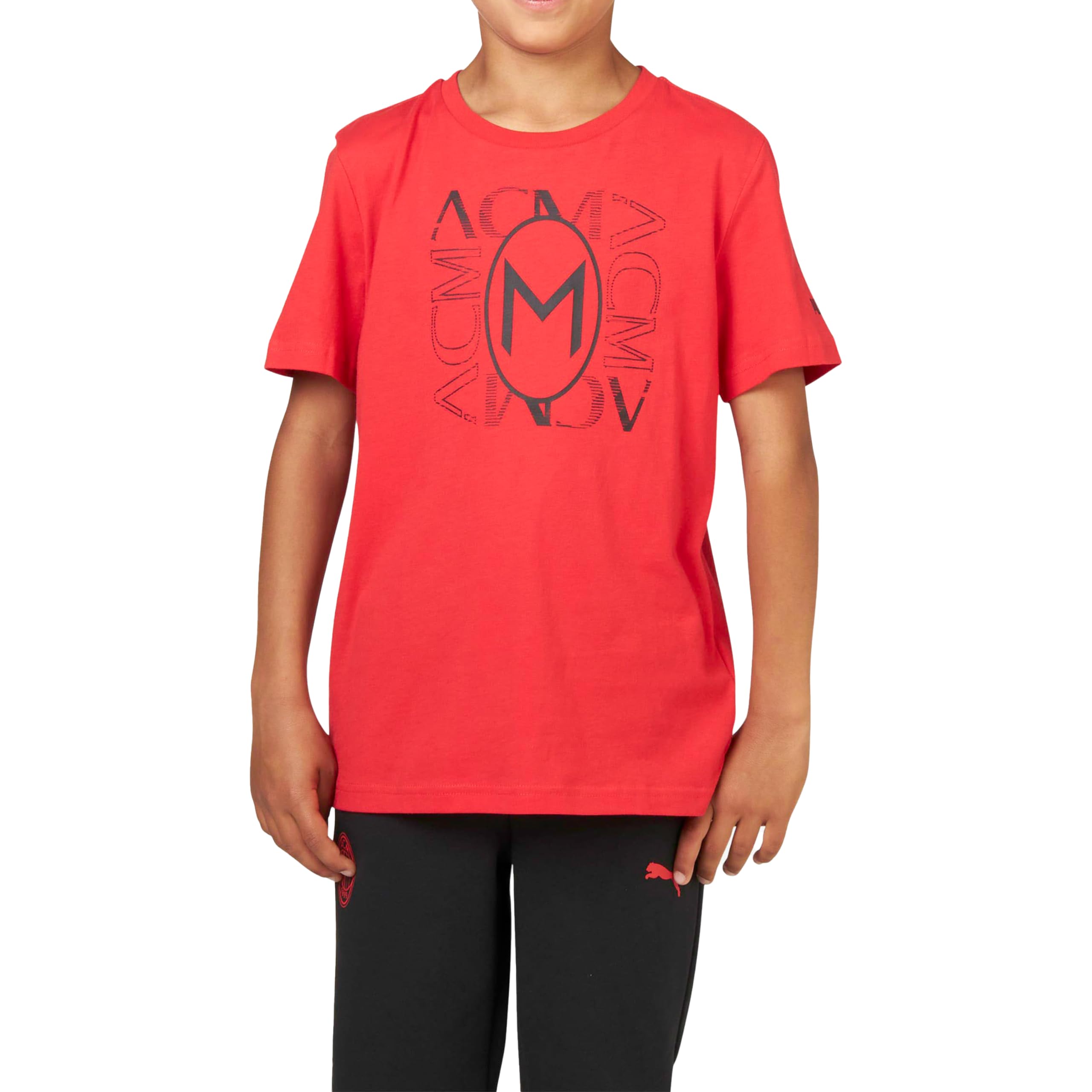 AC Milan T-Shirt FtblCulture, ACM, Rosso, Bambini e Ragazzi, Unisex
