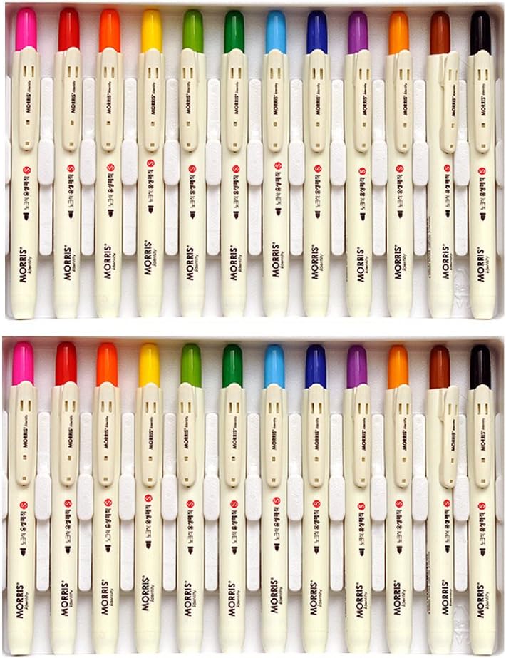 Retractable Permanent Marker-S Color Pen Highlighters, 12 Colors Set, 24 Pieces