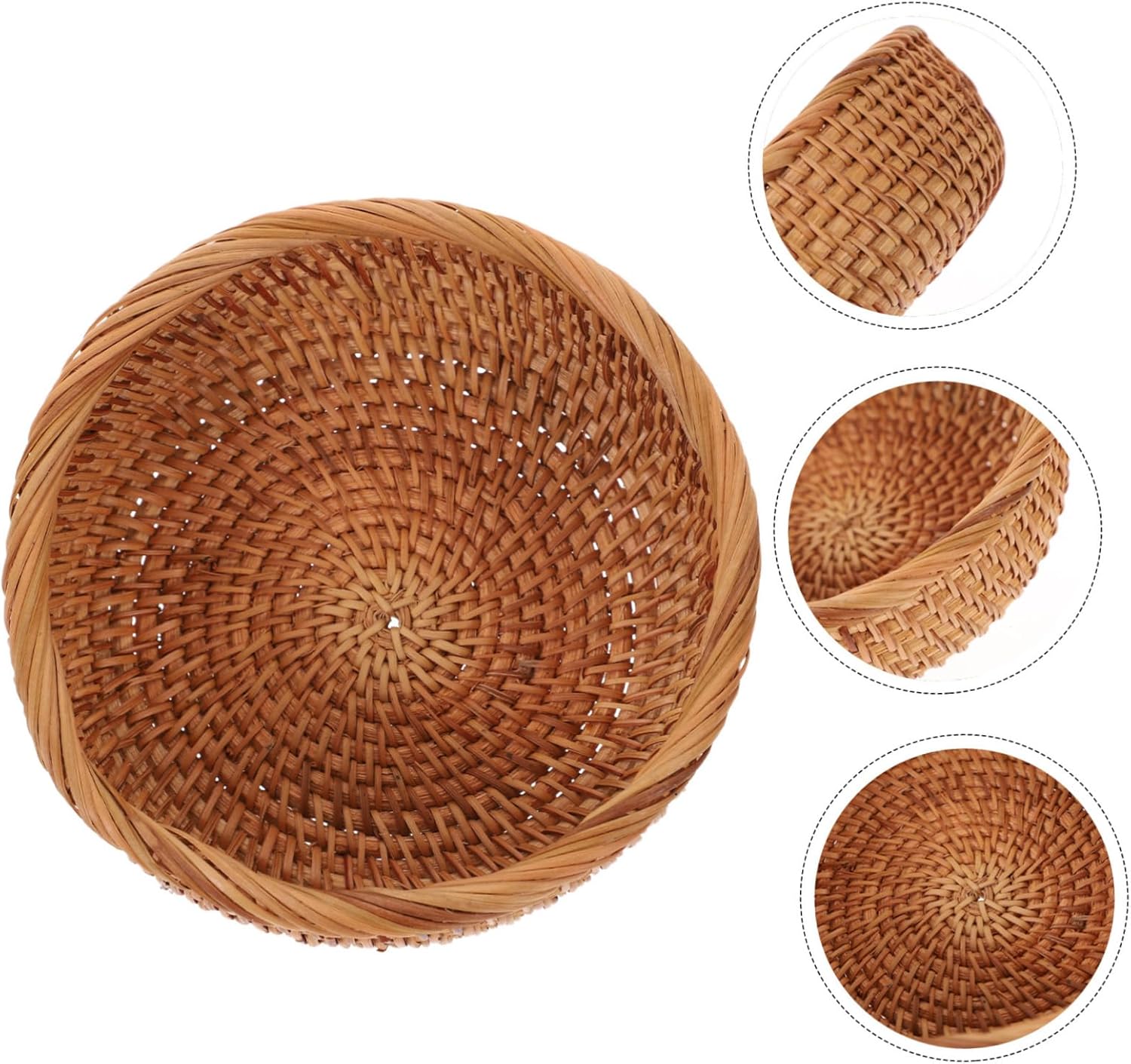 KICHOUSE 5pcs Handwoven Fruit and Snack Storage Basket Decorative Sundries Holder for Home Decor Woven Bread Basket for Kitchen and Dining Natural Design