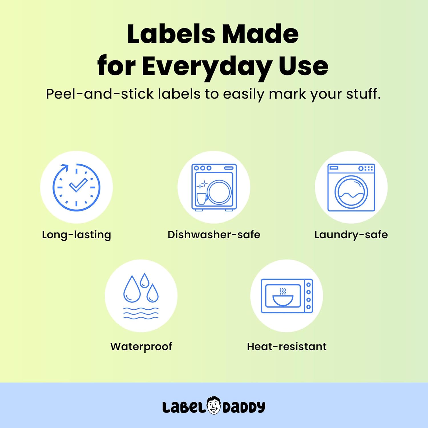 Label Daddy Personalized Name Labels for Boys – Washable Custom Name Tags – Premium Waterproof Labels for School, Clothing, Lunch Boxes, Summer Camps & More – 128 Ct & 256 Ct | Bear Design
