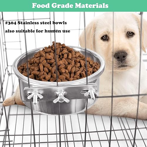Miniatura 5 de Cuenco de agua para perros, cuencos de acero inoxidable para perros, cuenco de metal duradero antiderrames para jaula de perrera, cuencos de agua