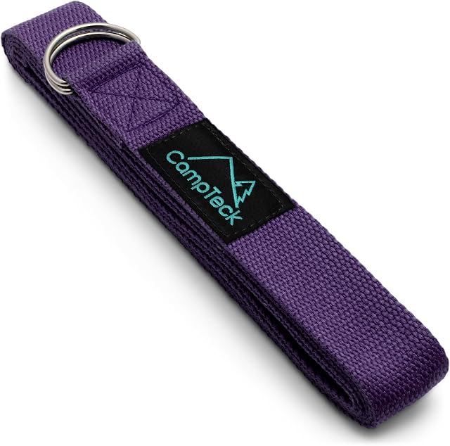CampTeck D-Ring Polyester Yoga Strap  Adjustable Stretching Yoga Belt for Holding Positions, Improved Flexibility, alignment, posture, resistance for Pilates, Yoga, Fitness and Exercise