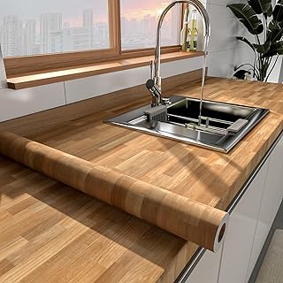MelunMer Wood Peel and Stick Wallpaper Wood Grain Contact Paper for Cabinets Self Adhesive Removable Wallpaper Faux Wooden Contact Paper for Countertop Decorative Planks Panel 78.7 in L 15.7 in W