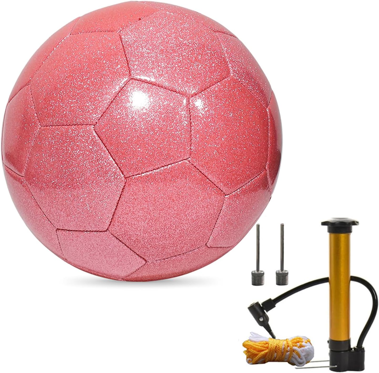 Juego de pelota de fútbol con purpurina con inflador, tamaño 3, 4, 5, bolas de entrenamiento rosa dorado y morado para jóvenes, adolescentes y