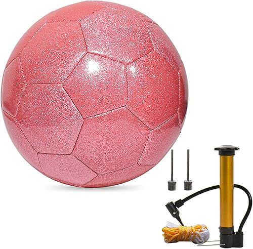Juego de pelota de fútbol con purpurina con inflador, tamaño 3, 4, 5, bolas de entrenamiento rosa dorado y morado para jóvenes, adolescentes y