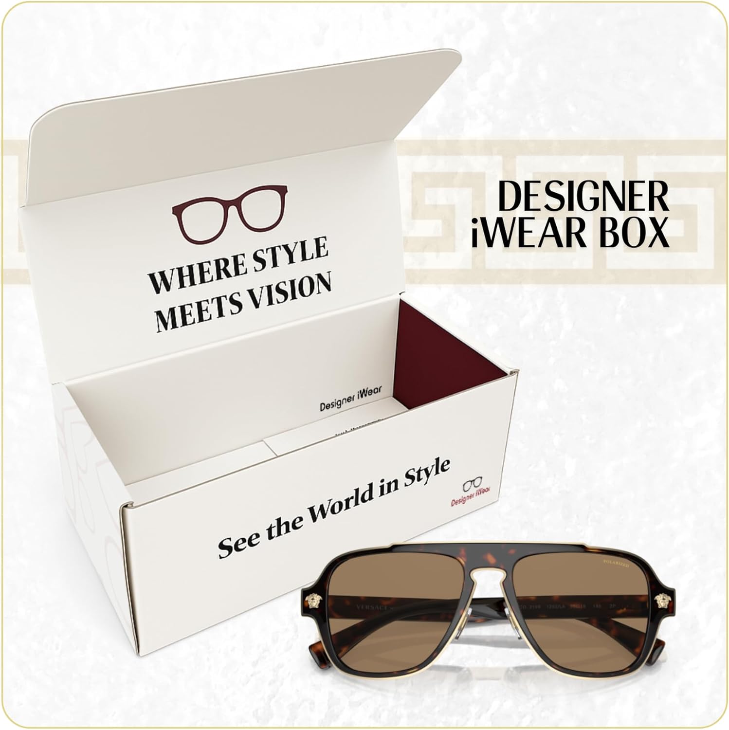 Versace VE2199 MEDUSA CHARM Square Sunglasses For Men +BUNDLE with ACCESSORY EYEWEAR KIT